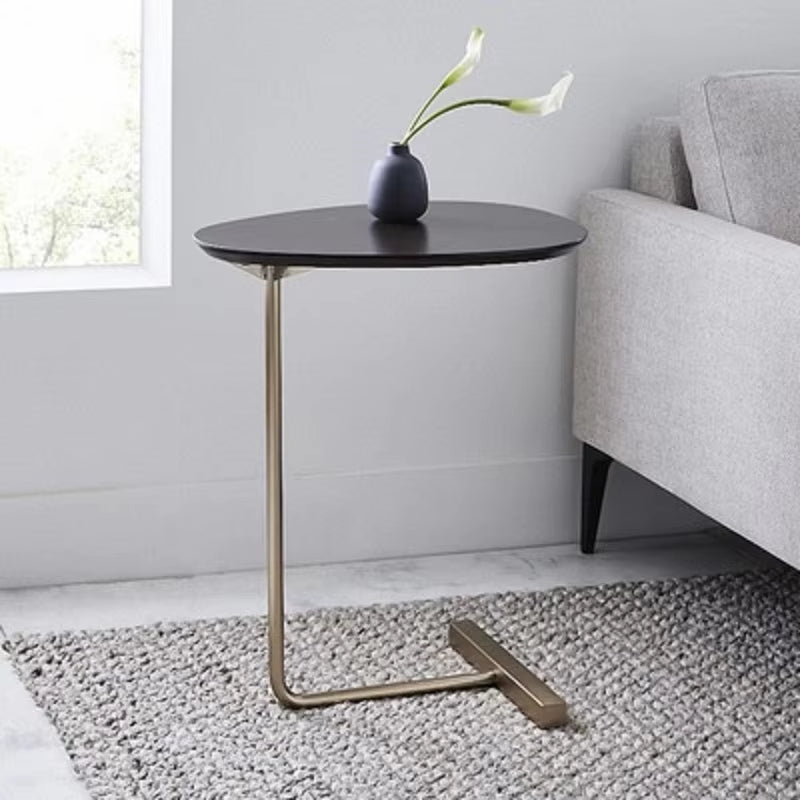 K-Star Simple Modern Side Table Iron Art Sofa Corner Table Lazy Bedside Reading Oval Coffee Table Tea Solid Wood Countertop 2024